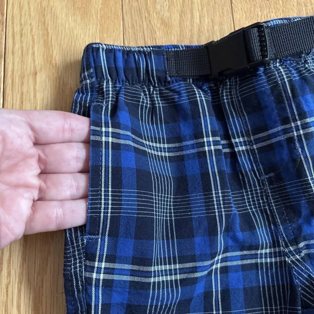 Nautica Infant Boys 2-Piece Blue/Black/White Plaid Shorts Heather Shirt Sz 12M